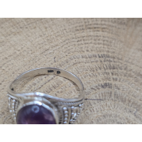 Echt zilveren ring met amethist 